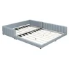 Queen Size Upholstered Platform Bed Frame Set Wood Bedroom Furniture Sofa Daybed Adults Kids with No Box Spring Needed Rustic 6