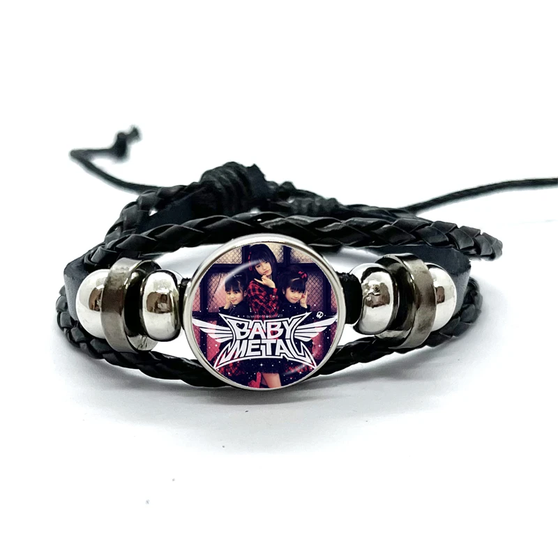 Babymetal Japanese Girl Leather Bracelets Glass Dome Multilayer Braided Bracelets Bangles Handmade Jewelry Gifts 2