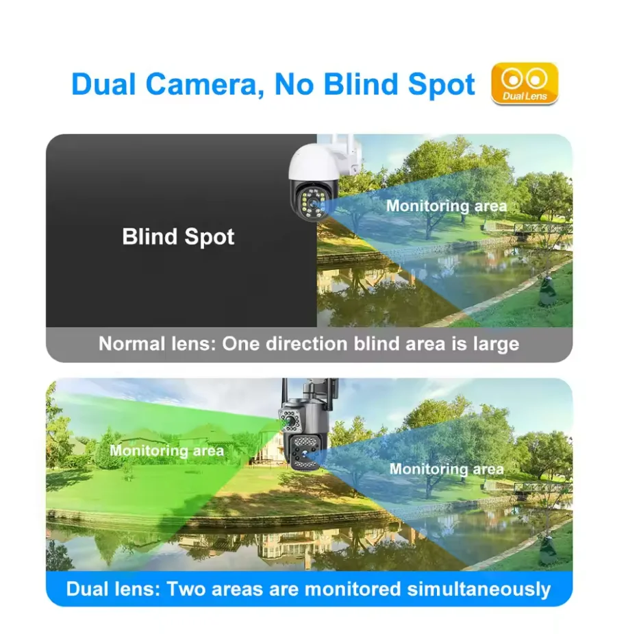 Dual Lens WiFi IP Camera V380 pro Smart Home Outdoor Waterproof Wireless PTZ CCTV with Two-way Audio And Auto Tracking 5