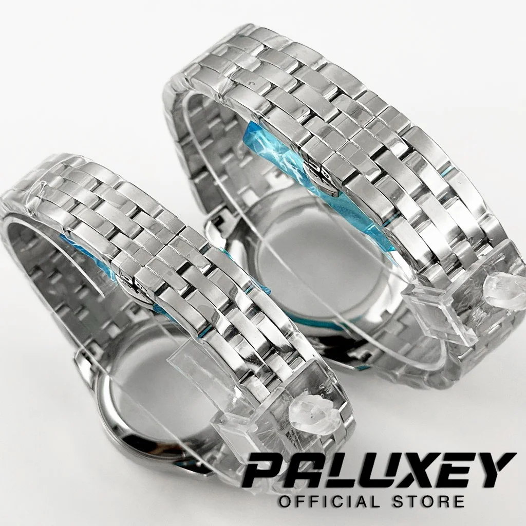 Premium Stainless Steel Watch Case with Arch Glass and Transparent Backcover, Compatible with NH35/NH38 Movement