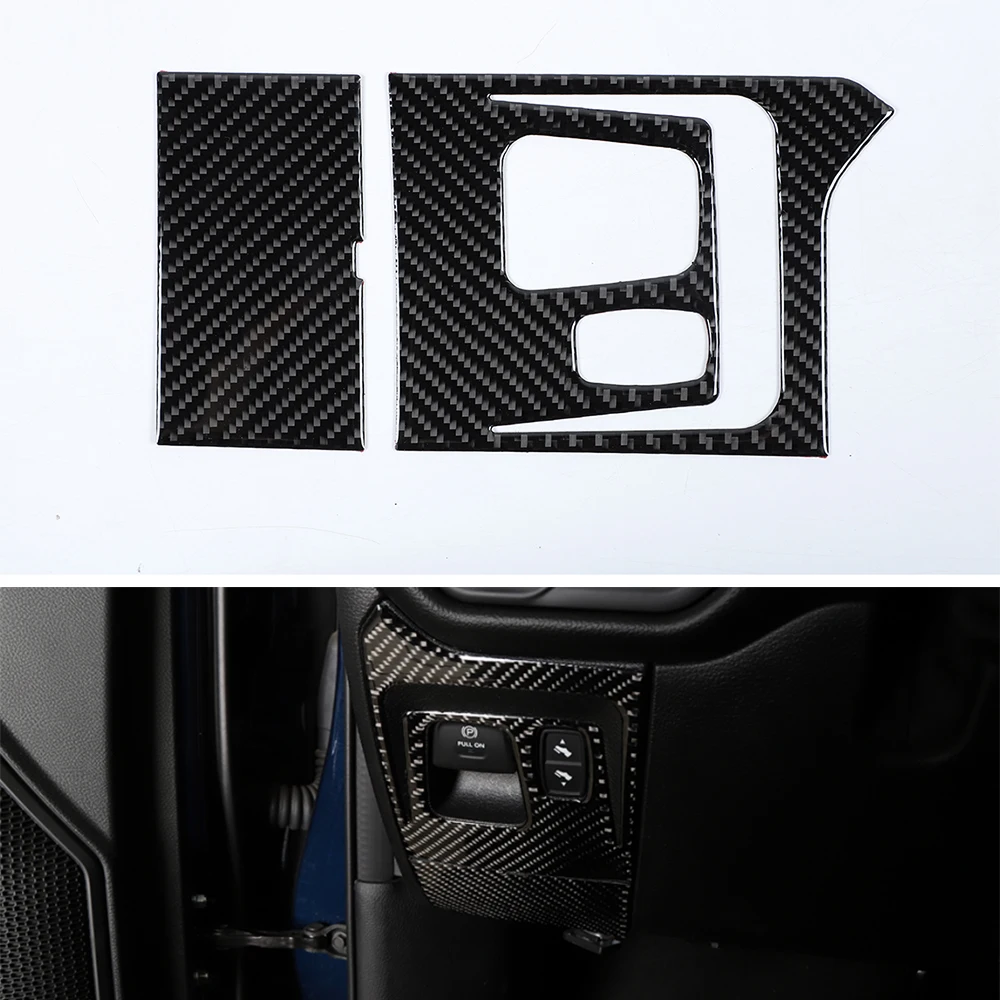 

Real Carbon Fiber Car Stickers For Dodge Ram 2018+ Hand Brake Panel Cover Trim Interior Accessory