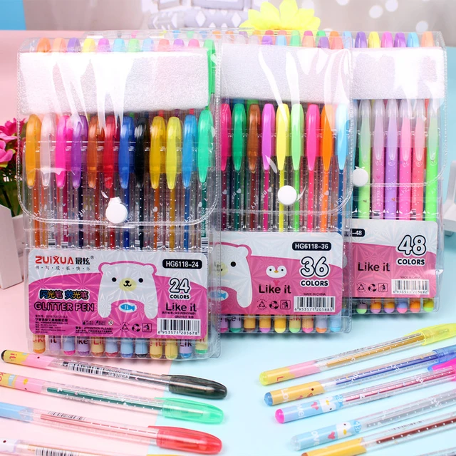 48 Colors Gel Pens Set Glitter Gel Pen For Adult Coloring Books Journals  Drawing Doodling Art