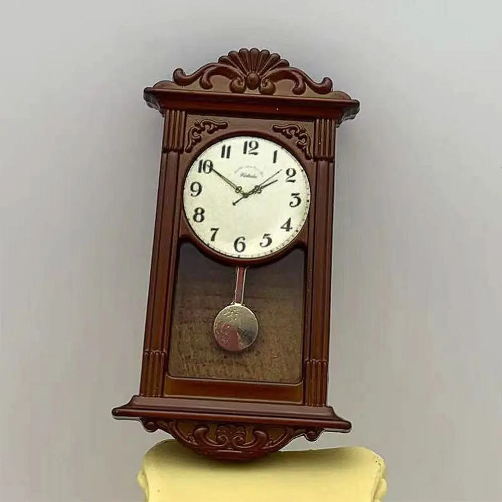 1:12 Scale Dolls Miniature Wall Clock Pretend Play Furniture Wall Clock Doll House Accessories 3