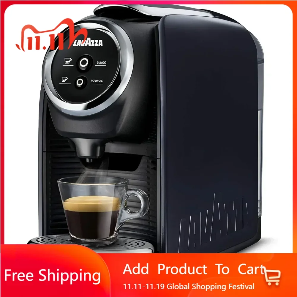 Mini Single Serve Espresso Coffee Machine, 5.3" x 13" x 10.2" 2 Coffee selections: simple touch controls, programmable free dose
