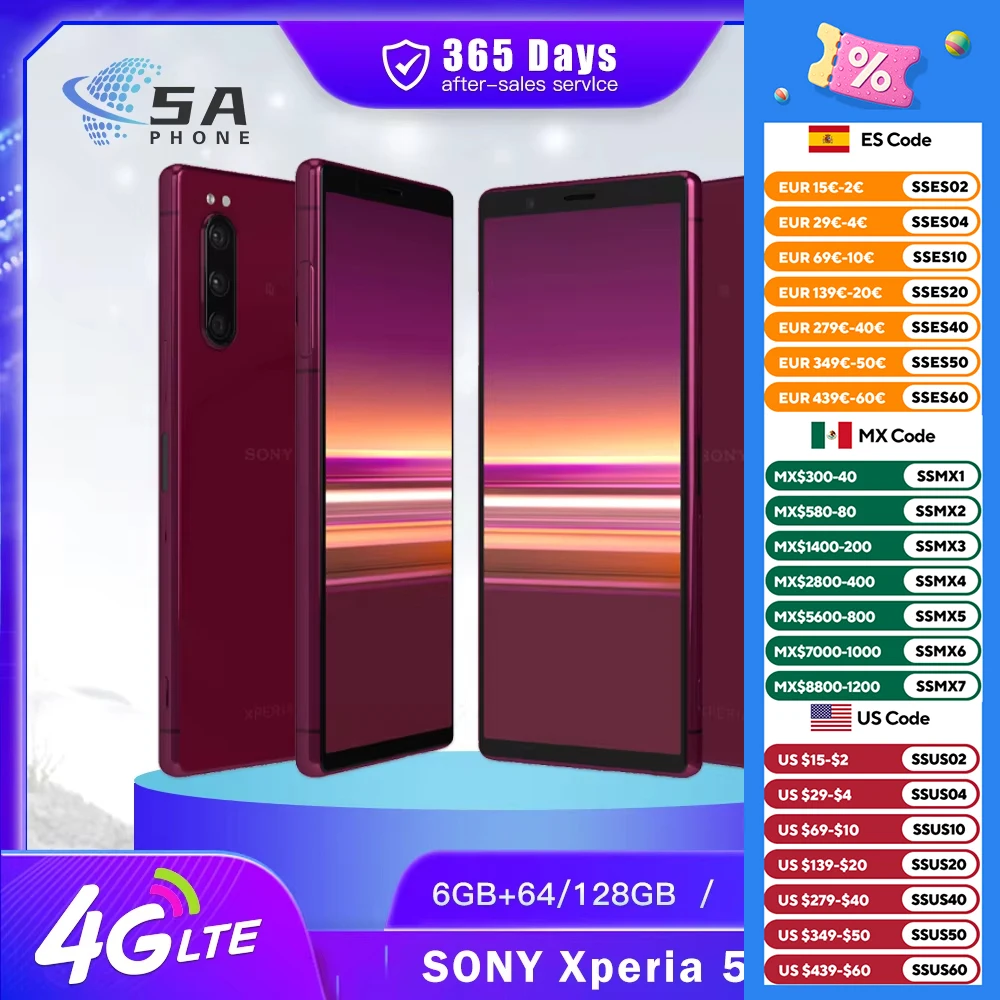 Original Sony Xperia 5 J8210 J9210 4G Mobile Phone NFC 6GB