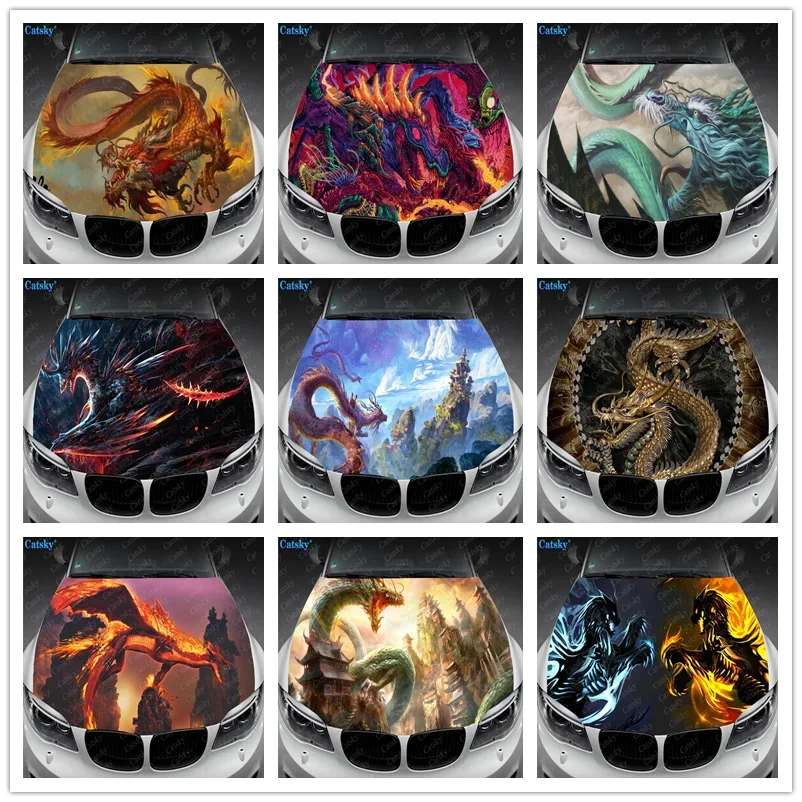 

Chinese Dragon Print Car Hood Vinyl Stickers Wrap Vinyl Film Engine Cover Decals Sticker Universal Car Hood Protective Film