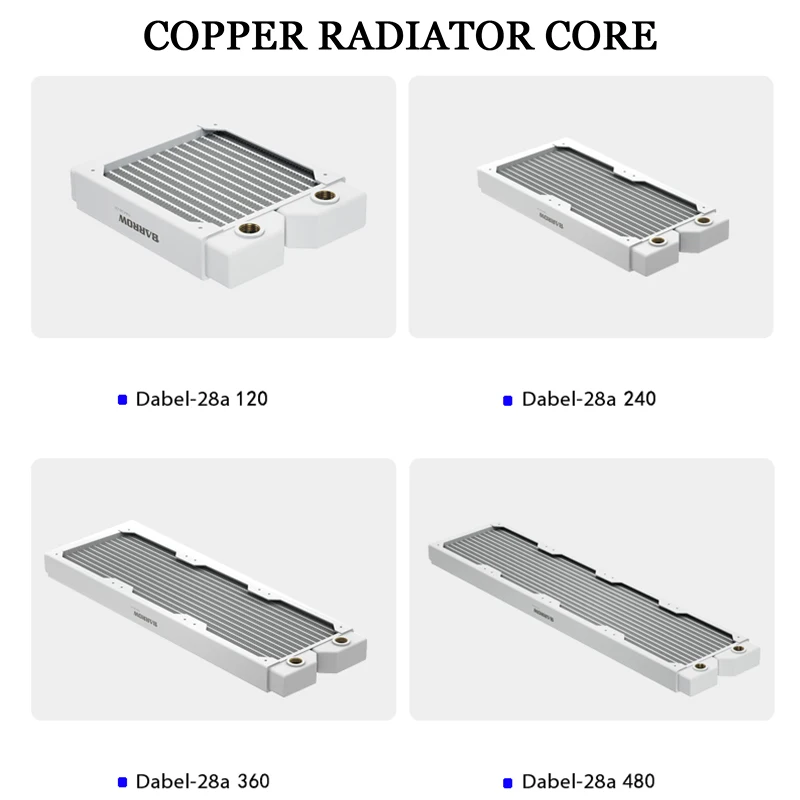 Carrinho de Mão 28 mm Grosso Radiador Cobre g1 Fio Branco Preto 120 240 360 480 mm Computador Radiador Água Refrigeração 120 Ventiladores Dabel28a - Imagem 2