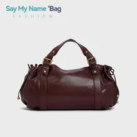 Sac à main Vintage en Pu souple pour femmes, grande capacité, nouvelle mode, fourre-tout de couleur unie, sac à bandoulière Design de luxe pour le Style quotidien 1