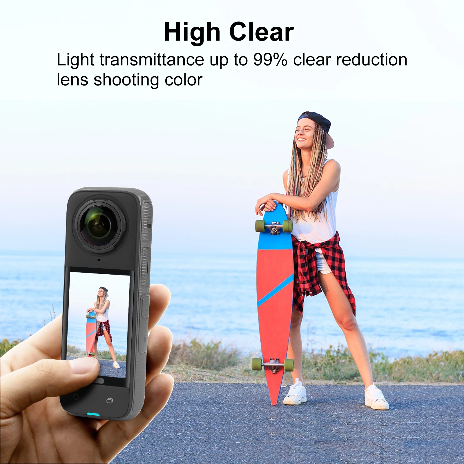 Sports camera accessories PULUZ 9H 2.5D Curved HD Screen Tempered Glass Film For Insta360 X4