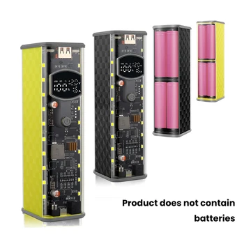Power Bank 65W PD a Ricarica Rapida, Box Batteria Fai-da-te 18650 con Voltaggio DC Regolabile e Display Multifunzione per Laptop e Uso Esterno