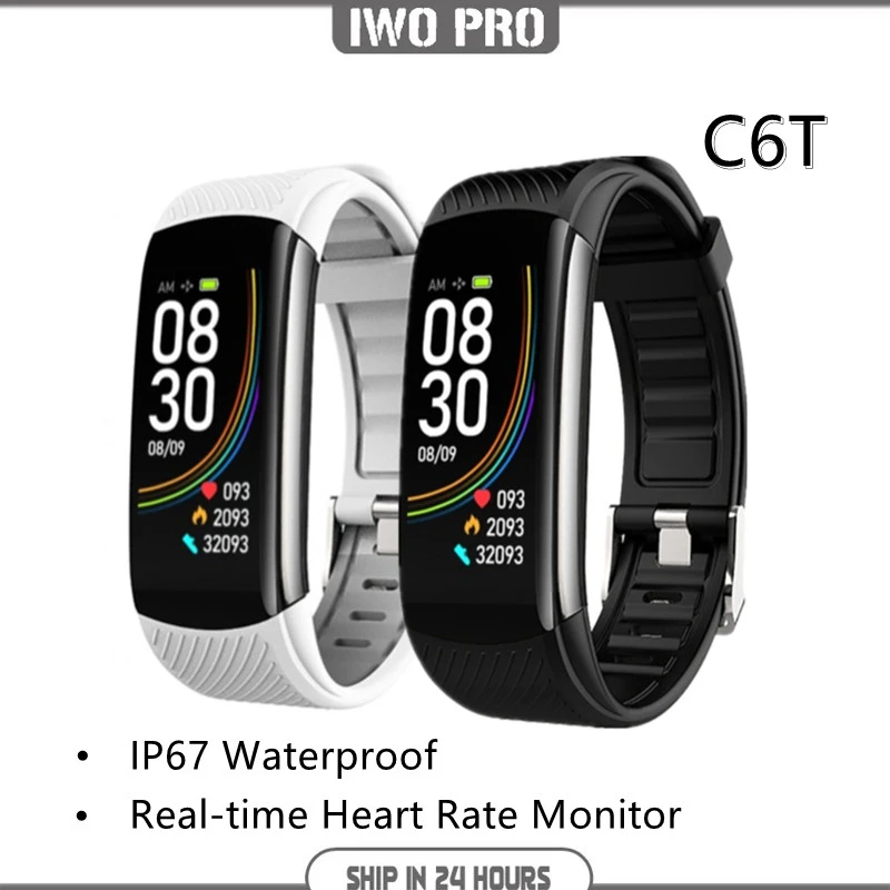C6T Body Temperature Smart Bracelet Watch Waterproof Heart Rate Monitor Smartband Wristband Fitness Health Tracker Smartwatch