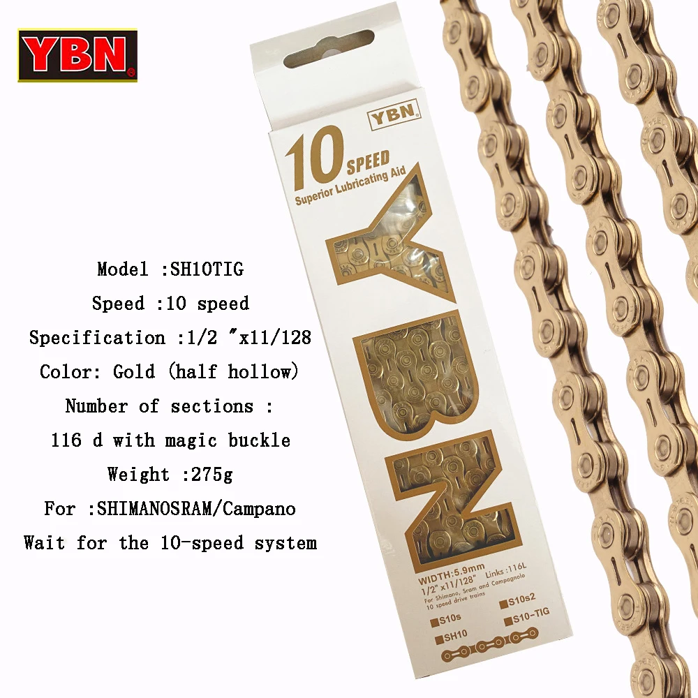 YBN Fahrradketten 10/11-Gang 116 Glieder 12-Gang 126 Glieder Aluminiumlegierung Titanbeschichtung Rennradkette für SRAM SHIMANO – Detail 6