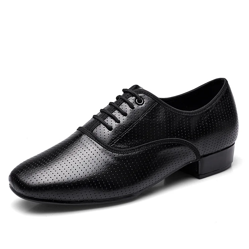 Men Leather Shoes Full Perforated Ventilation Modern Shoes Latin Dance Square Dance Shoes Ballroom Social Dancing Sneakers