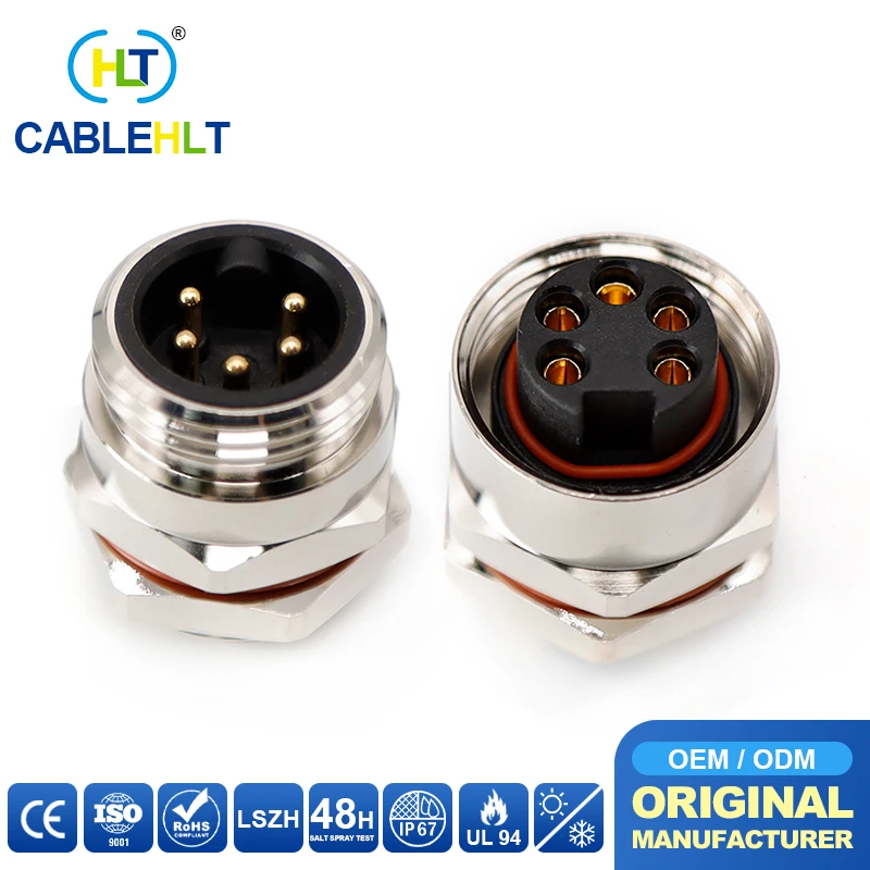 

7/8 Rear Panel Type Male/Female Waterproof Connector 3/4/5P Soldered Cable Socket.