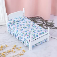 Maison de courses en bois et fer, mini lit simple ou double, meubles de chambre à coucher, jouet de salon, modèle fait main, 1/12 5