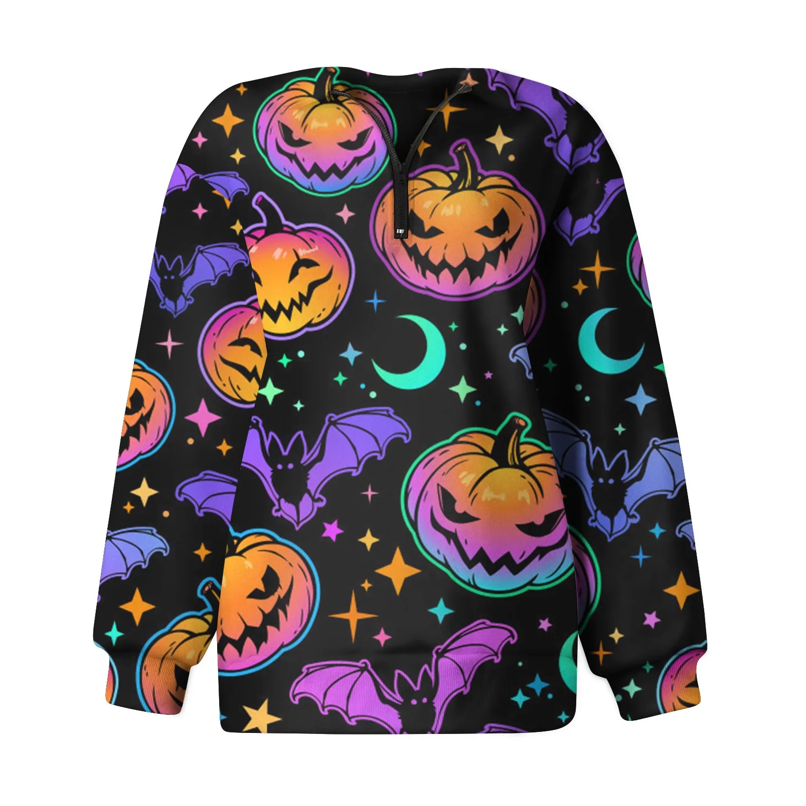

Women's Halloween Pumpkin Printed Zipper Sweater d Top Womens Tops And Blouses