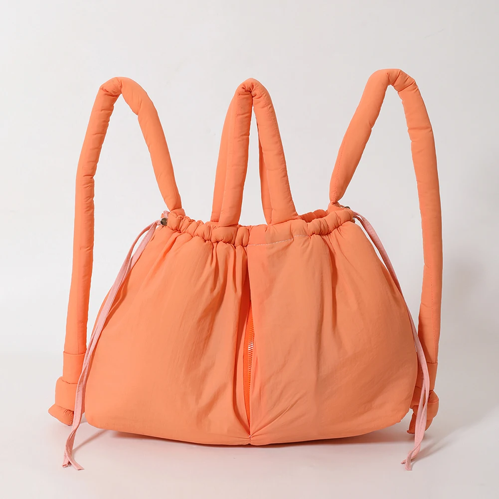 Simple Puffer Tote Bag for Women Adjustable Strap Quilted Tote Bag Nylon Crossbody Bag High Capacity Vintage Women's Padded Bag 