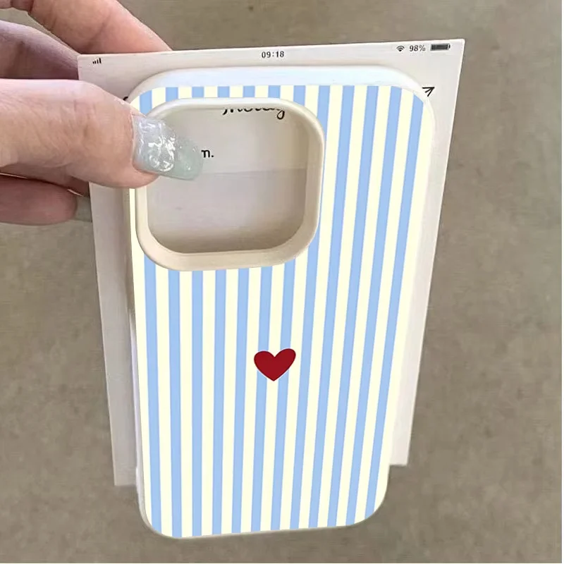 Minimalist Striped Heart Silicone Phone Case
