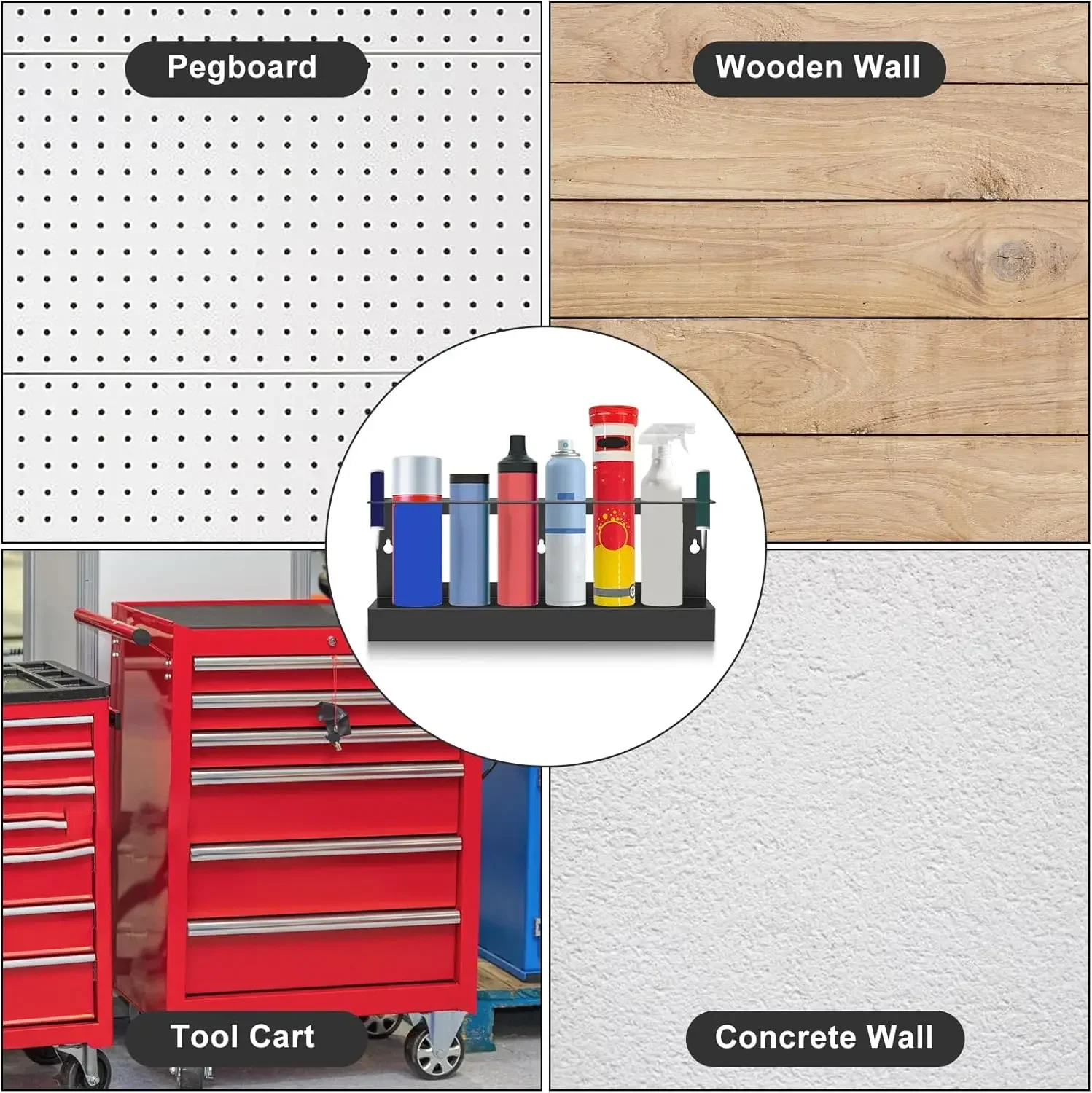 Caulk Tube Holder Caulking Gun Storage Rack Wall Mounted Sealant Organizer Holds 6 Tubes and Caulking Nozzle for Workshop