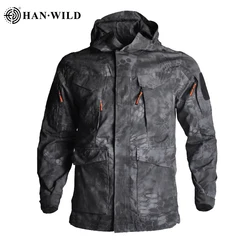 HAN WILD-chaqueta militar M65, ropa táctica, cortavientos, capucha, senderismo, exteriores, deportes, caza, rasgado, Camuflaje, Ejército