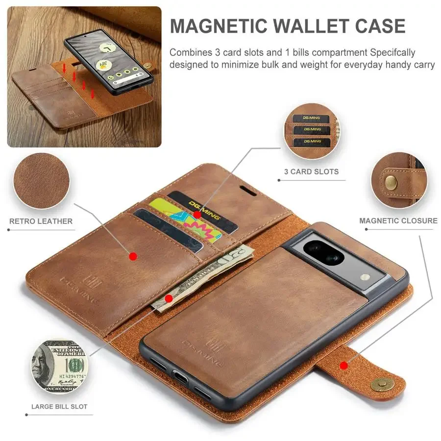 For Google Pixel 8 7 6 Pro 7A 6A Case Colorful Luxury Leather Skin-Friendly With Wallet Card Pocket Shockproof Protection Cover