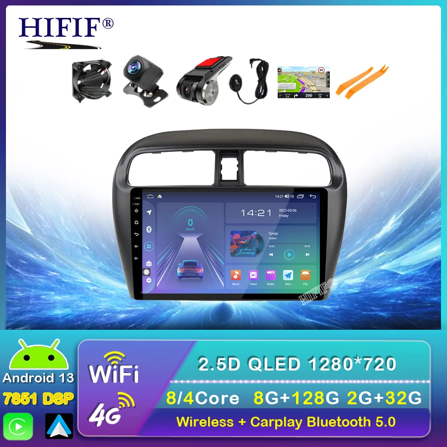 

Автомобильный радиоприемник Android 13 для Mitsubishi Mirage Attrage 2012, 2013, 2014, 2015-2018, мультимедийный плеер с навигацией, GPS, DVD, головное устройство