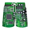 Circuit Board Graphic Shorts Pants Men Summer Hawaii Beach Shorts 3D Printing Electronic Chip Cool Swimsuit Gym Surf Swim Trunks 1