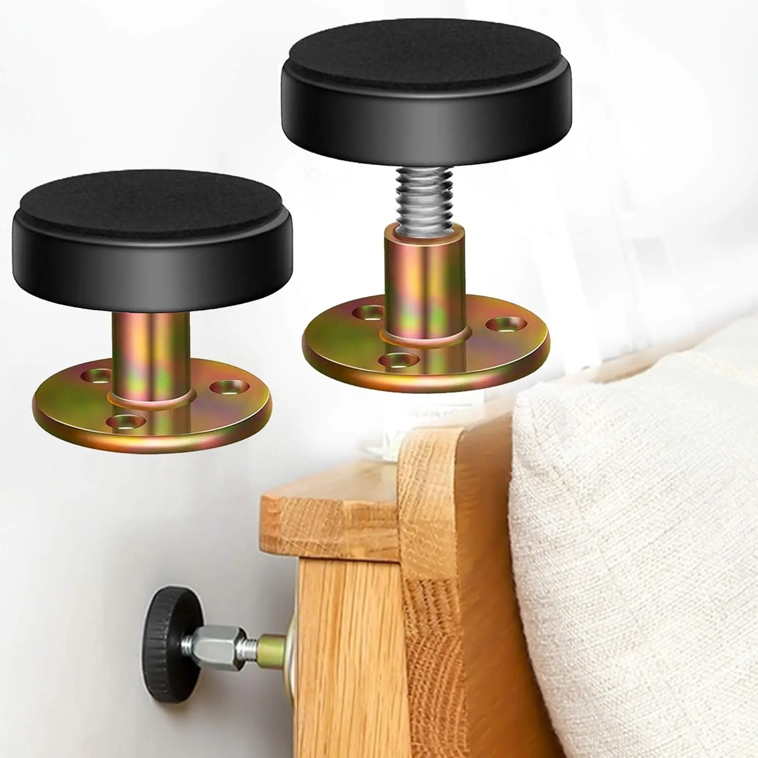 조절 가능한 철제 침대 프레임 흔들림 방지 도구, 30-44mm, 벽 보호, 간편 설..