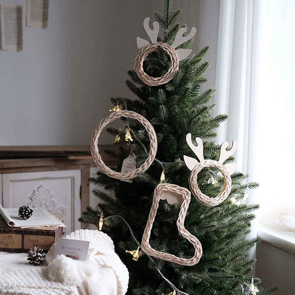 

Рождественская елка из ротанга Chzimade, тканая деревянная круглая искусственная бижутерия, новый год 2024, украшение для дома, подарок