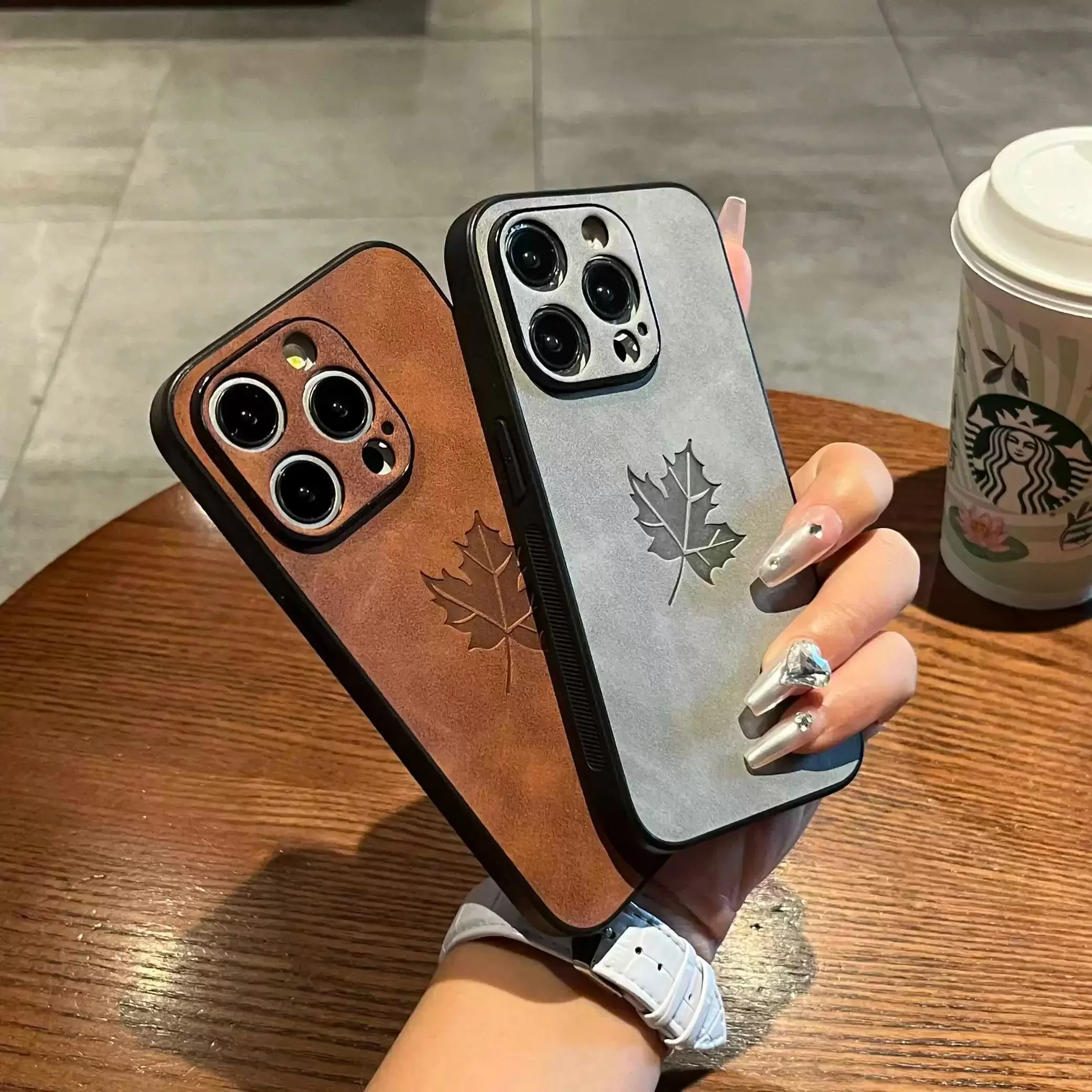 Premium Leaf Design Matte Phone Case - Luxury Cortex Collection