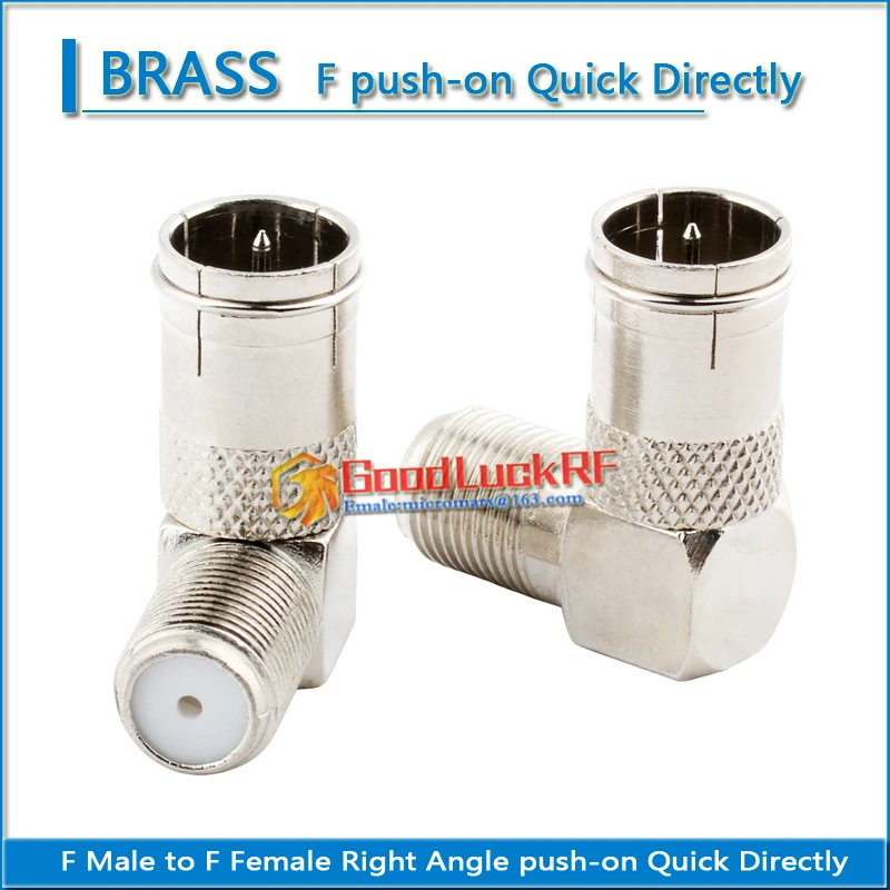 

1X Pcs F Male To F Female plug 90 Degree Right Angle push-on Quick Directly RF Video Coaxial Connector for TV-Tuner Antenna