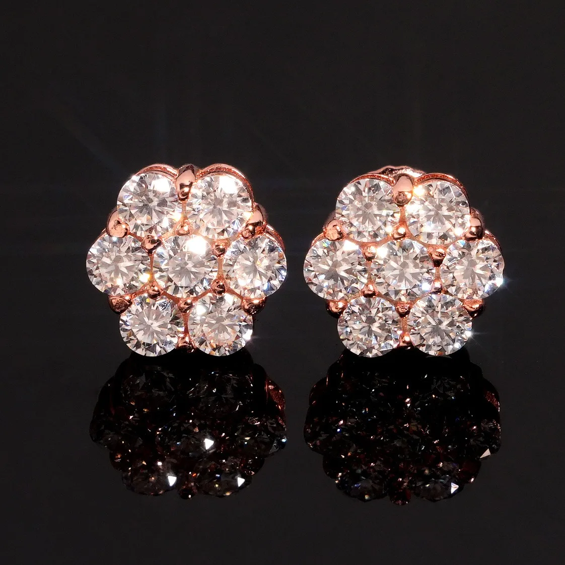 Hip Hop Iced 9 mm bunte Moissanit-Blumen-Ohrringe mit Schraubverschluss aus 925er-Sterlingsilber für Mädchen und Männer, bestehen Sie den Diamanttester mit Gra – Detail 6