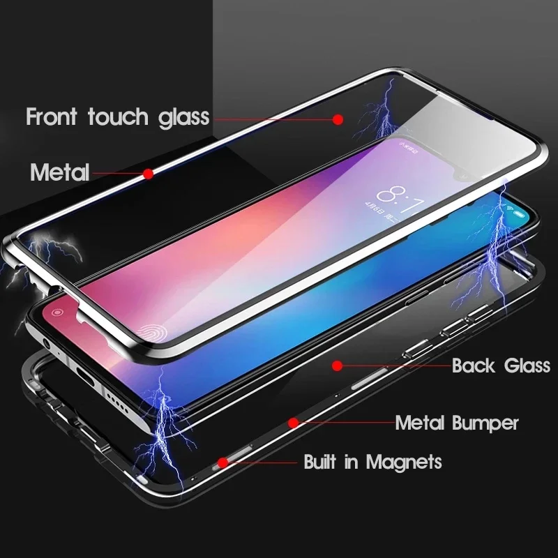 360 Double Sided Glass Magnetic Metal Phone Case with HD Protection