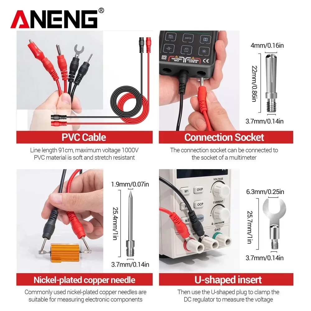 디지털 멀티미터 ANENG 621A 스마트 9000 카운트 AC DC 전압 전류 충전식 커패시터 다이오드 NCV 감지 멀티미터 도구