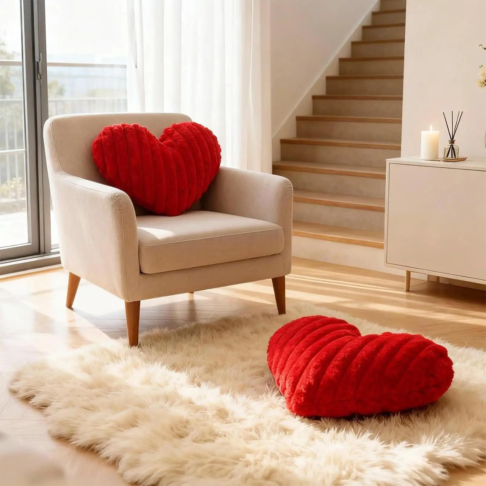 Heart-Shaped Decorative Throw Pillow - Soft & Comfortable Home Accent for Living Room or Bedroom