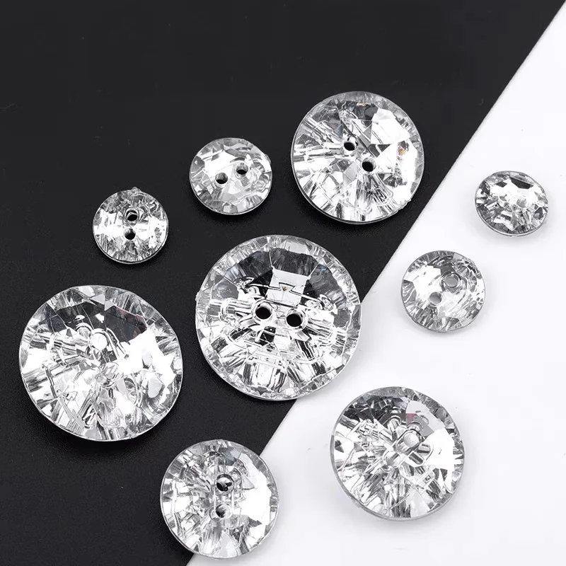 Fashion Acrylic 2-Hole Buttons Rhinestones Design for Coat Shirt Jacket Cardigan Sweater Sewing