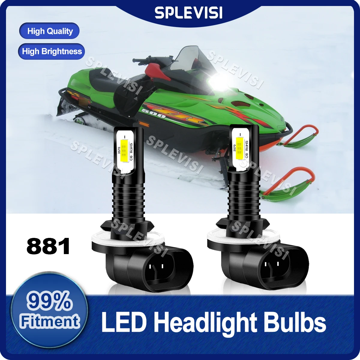 Brighter White LED Headlight 881 Bulbs For Arctic Cat ZR 500 1998 1999 2000 2001 2002 For Arctic Cat ZRT 600 1999 2000 2001 2002 splevisi upgrade 881 led headlight 12v 24v csp chips for arctic cat zl 600 efi 1999 2000 2001 2002 2003 snowmobile led bulbs