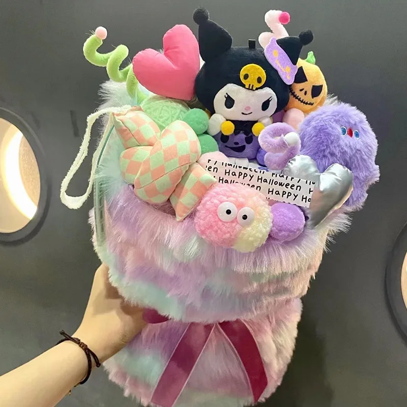 

Sanrio Plush Doll Bouquet Hello Kitty Pompom Purin My Melody Cinnamoroll Anime Kawaii Cute Bouquet Girlish For Holiday Gift