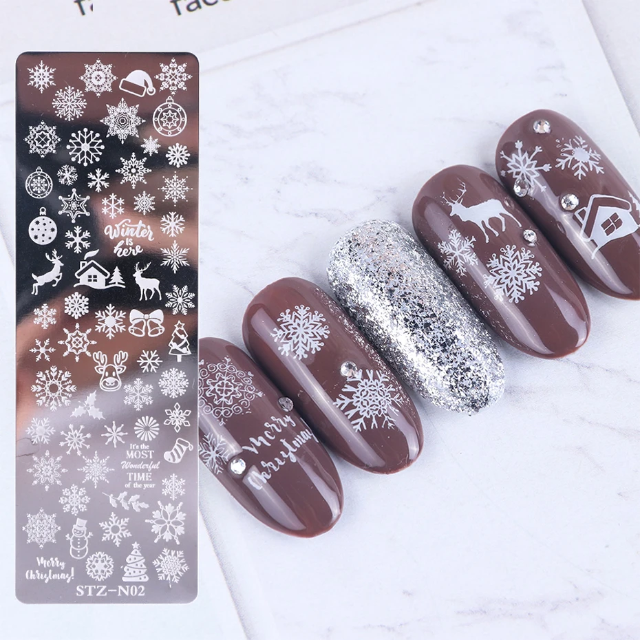 1 Set Nail Art Stamp Plates Nail Polish Print Leaf Flower Dreamcatcher Snowflake Christmas Stamper Scrapper Sponge JISTZN01-12-2 4