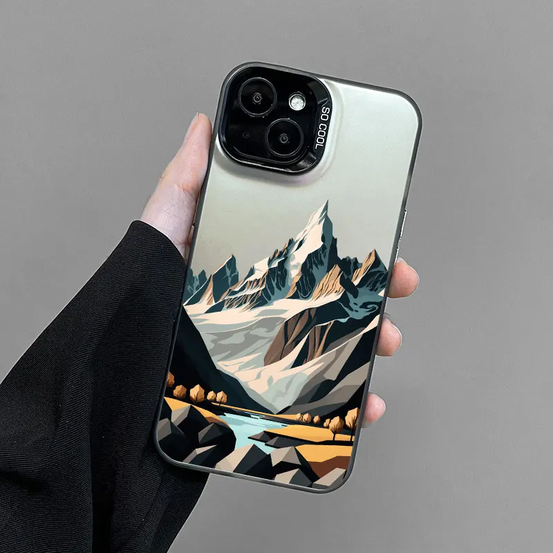 Berglandschafts-Spitzenlandschaft Handyhülle für iPhone 14 13 12 11 Pro Max Mini 17 16 15 Pro Max Plus Stoßfeste Laser-Rückabdeckung – Detail 4