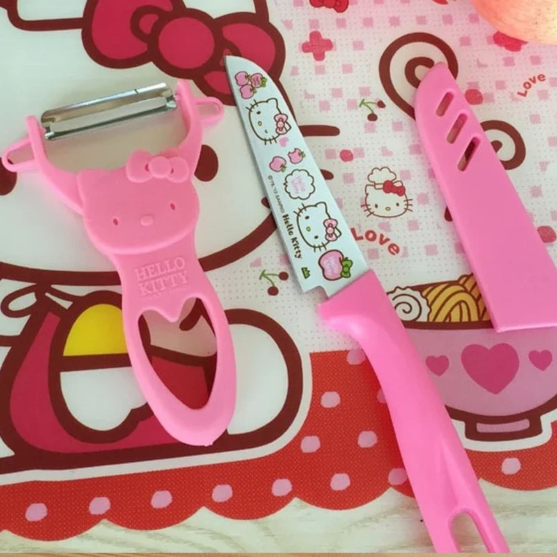 Hello Kitty Fruit Knife Paring Knife Cute Cartoon Kid Girl Women Stainless Steel Kawaii Fruit Slicing Kitchen Accessories