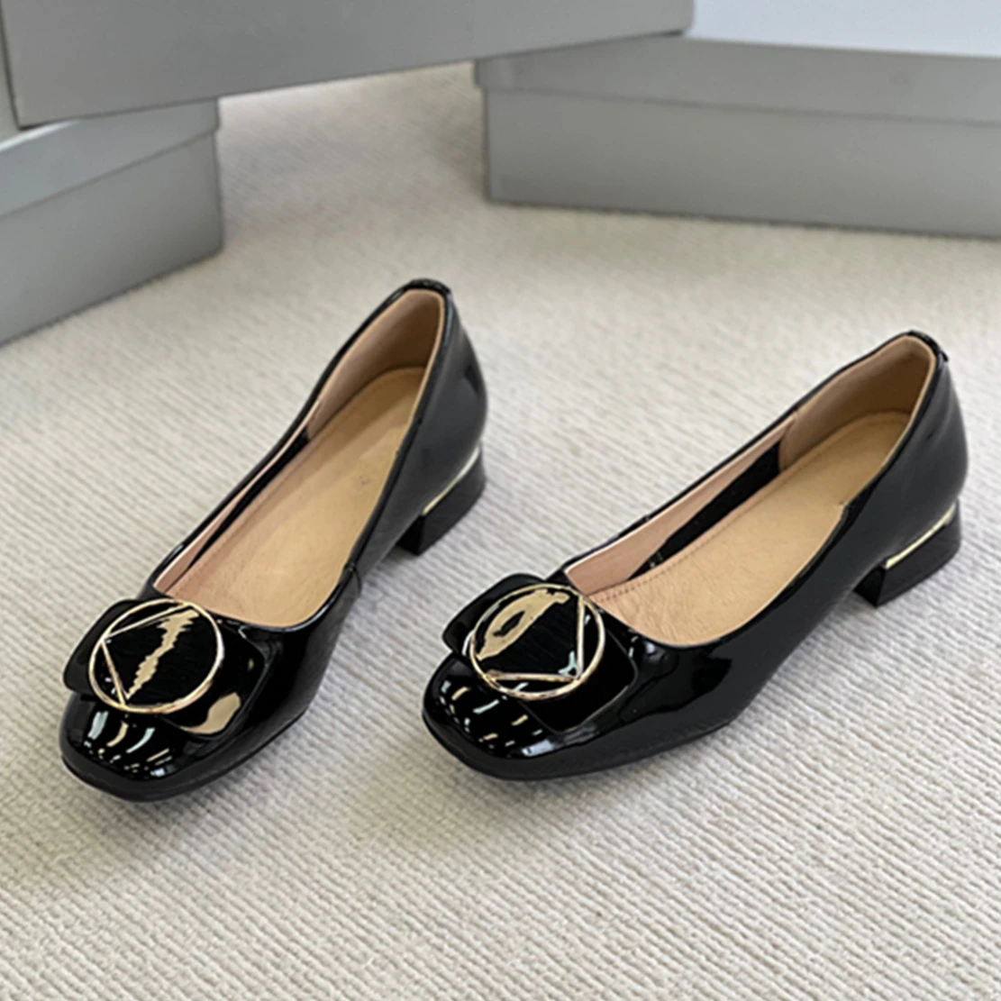 

Jenny&Dave French Elegant Slip-On Loafers Women Fashion Office Ladies Casual Shoes Woman Bow Decorated Leather Heels Shoes