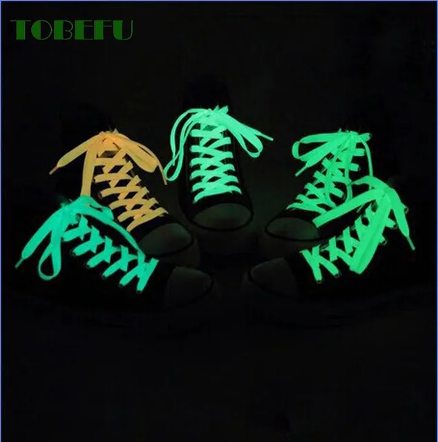 TOBEFU One Pair 120CM Luminous Shoelaces Glow In The Dark Night Color Fluorescent Flat Sneakers Canvas Shoe Laces 6