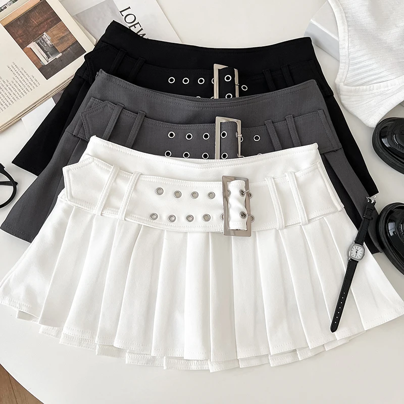 ★RAIVE★ Pleat Belted Mini Skirt VW5MS490_2color Pleat Belted Mini Skirt VW5MS490_2color - 레이브