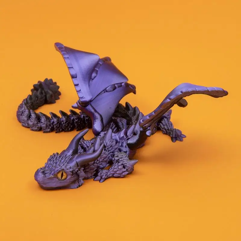 3D Printed Winged Dragon Figurine - Art Deco Resin Sculpture