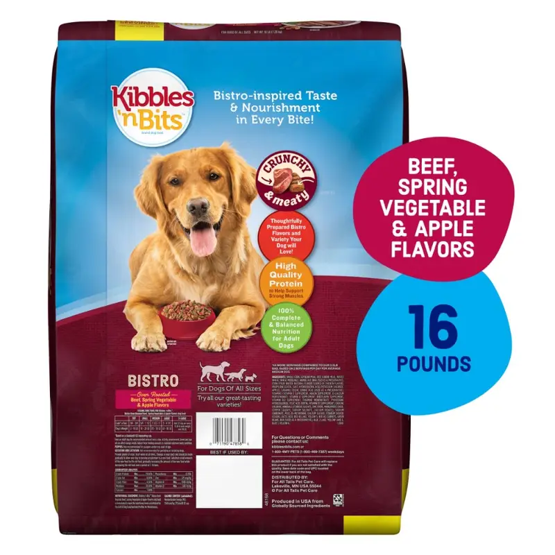 Kibbles 'n Bits Bistro Oven Roasted Beef, Vegetable and Apple Flavors Dry Dog Food, 16 lb. - Image 2