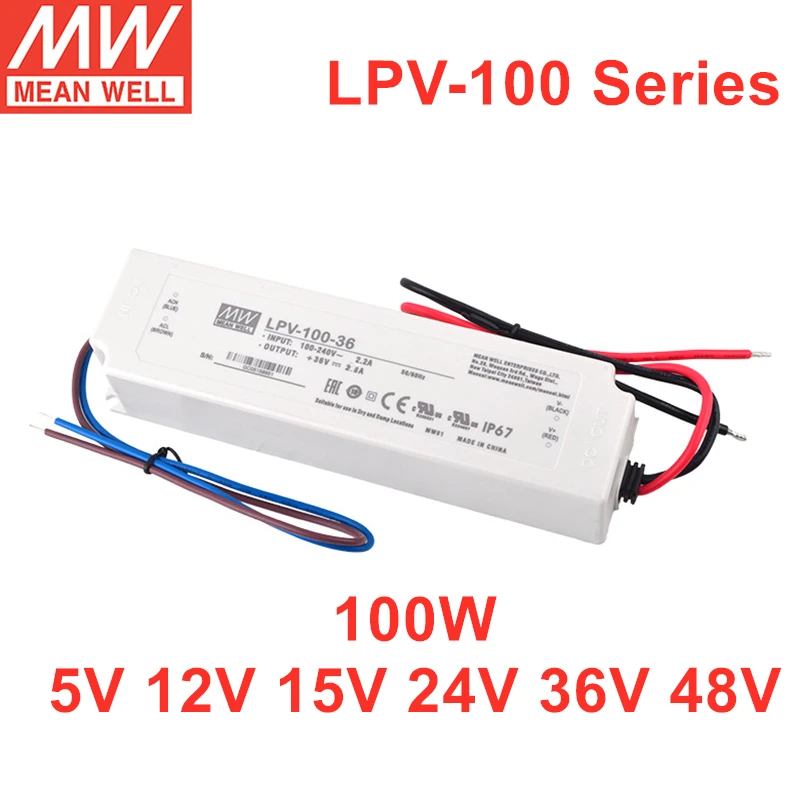 

MEAN WELL LPV-100 Series 100W Power Supply IP67 For LED Lighting LPV-100-12 LPV-100-15 LPV-100-24 LPV-100-36 LPV-100-48