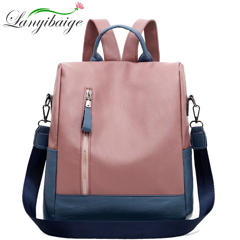 Sac a dos antivol cuir haute qualite femme vue face