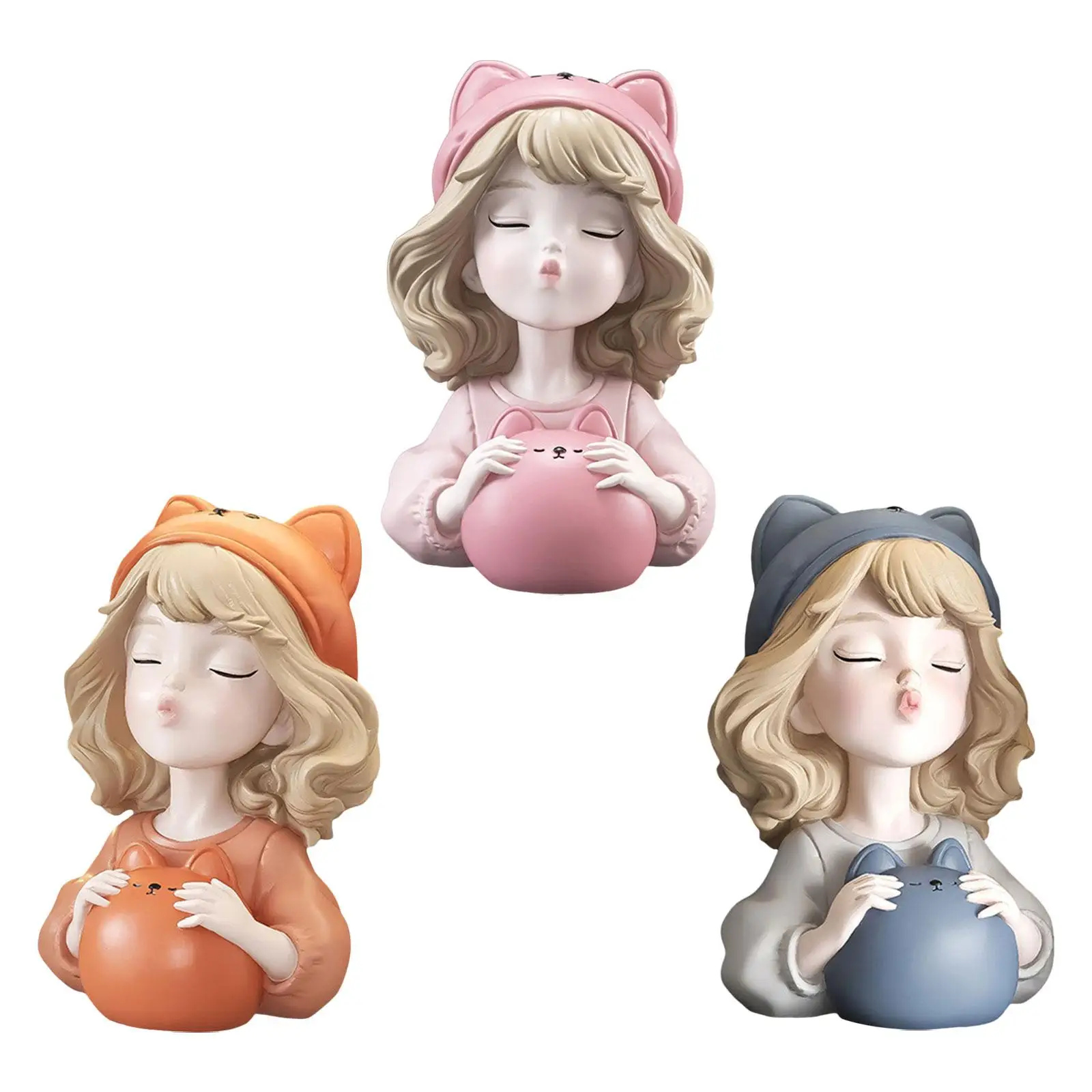 Little Bear Girl Saving Jar Statue Children Birthday Gift