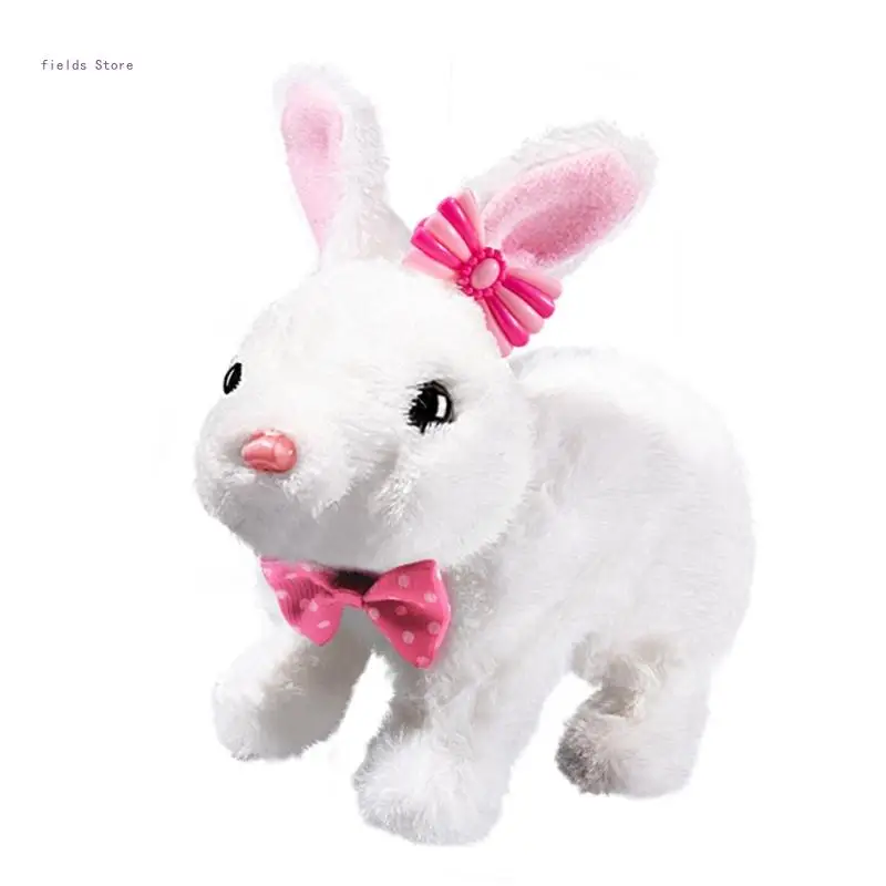 Realistic Walking Rabbit Furry Plush Animal Electronic Pet Girl Educational Toy